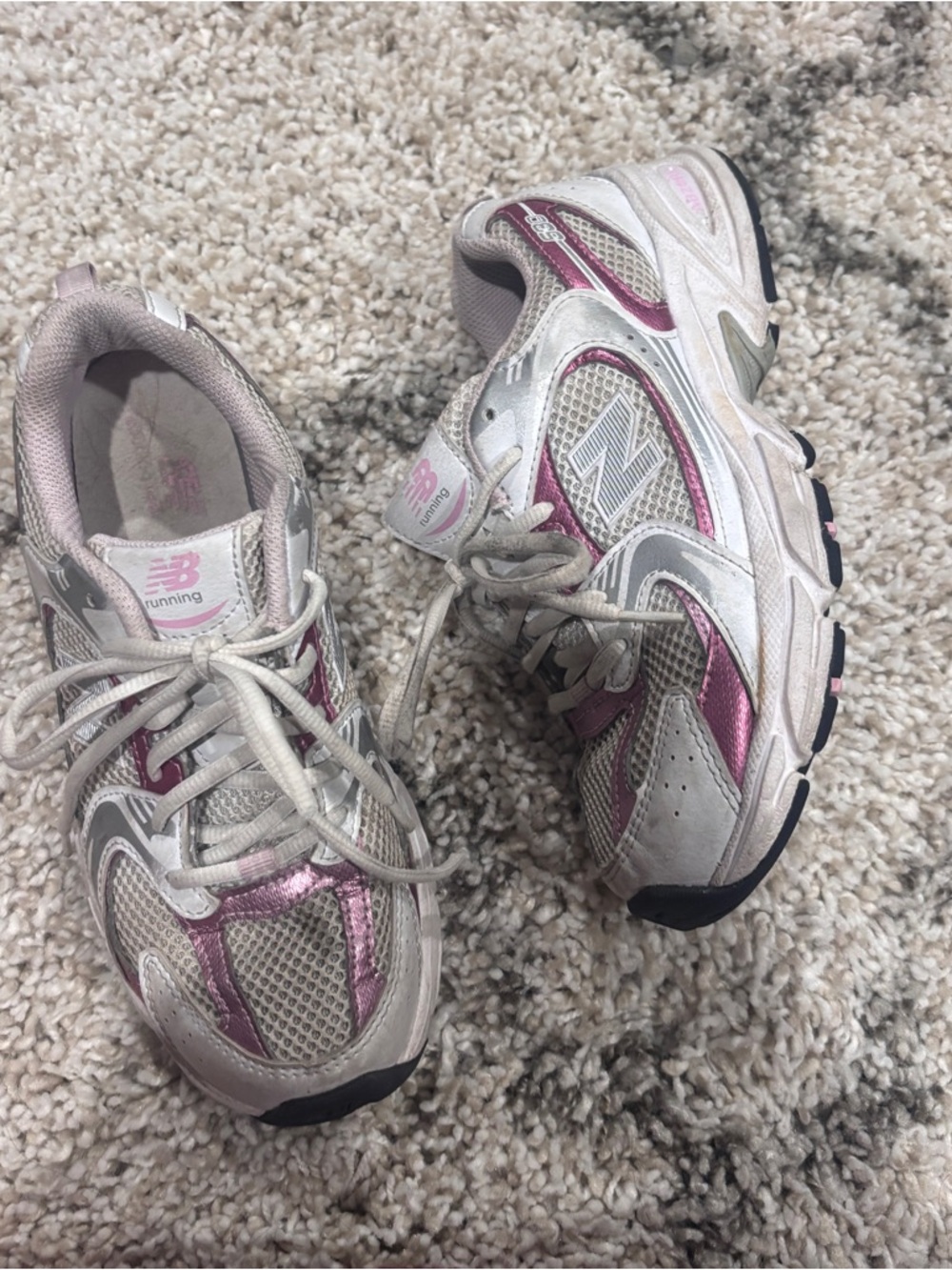 New Balance Women's Pink and Silver Athletic Running Sneakers